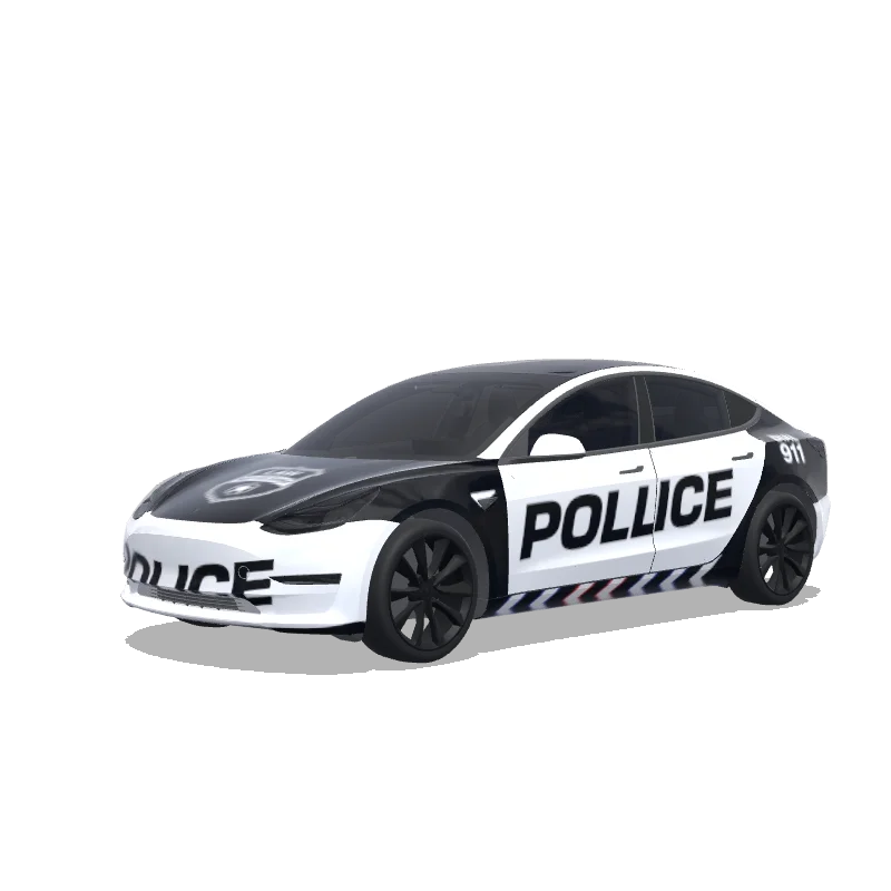 Tesla Model 3 with a Police wrap, 3D Paint Shop preview