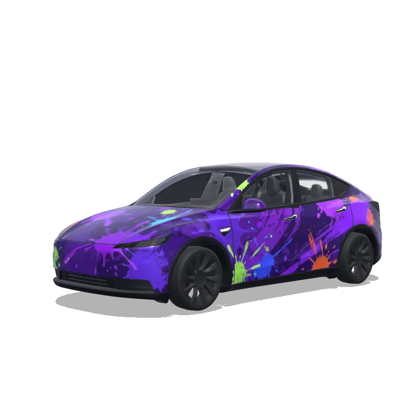 Tesla Model Y (2025+) wrap design - splatoon 3, mainly purple