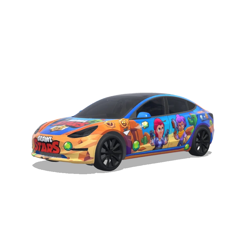 Tesla Model 3 with a Star wrap, 3D Paint Shop preview