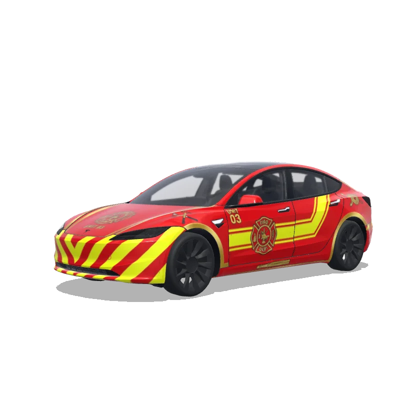 Tesla Model 3 (2024+) Standard & Premium with a Flames wrap, 3D Paint Shop preview