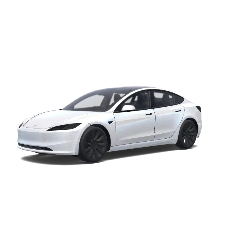 Tesla Model 3 (2024+) Standard & Premium with a White wrap, 3D Paint Shop preview