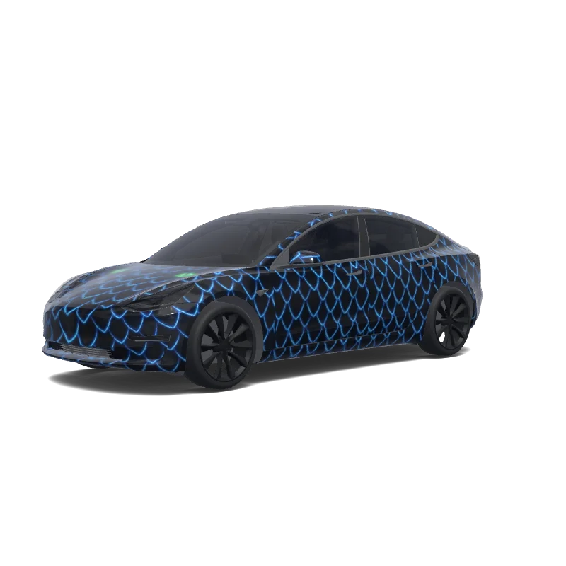 Black Dragon Scales with Neon Blue