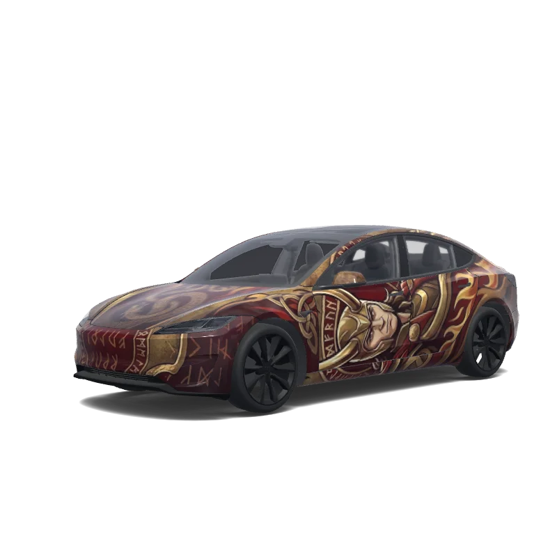 Tesla Model 3 (2024+) wrap design - Loke på sidan.