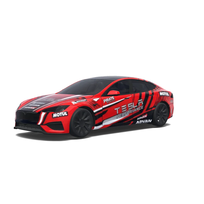 Tesla Model S 2025+ Plaid with a Racing wrap, 3D Paint Shop preview