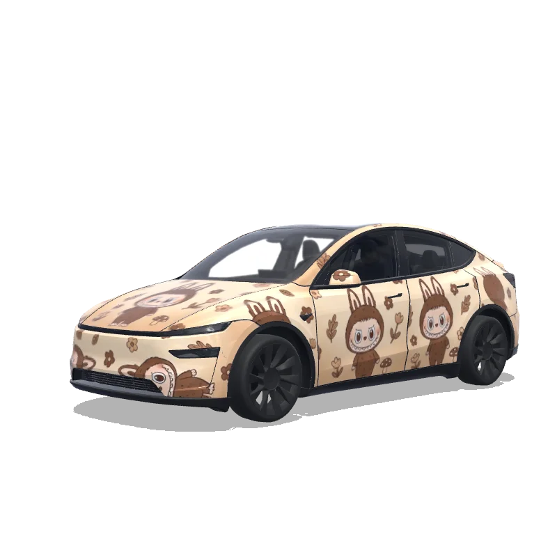 Tesla Model Y (2025+) Premium with a Labubu wrap, 3D Paint Shop preview