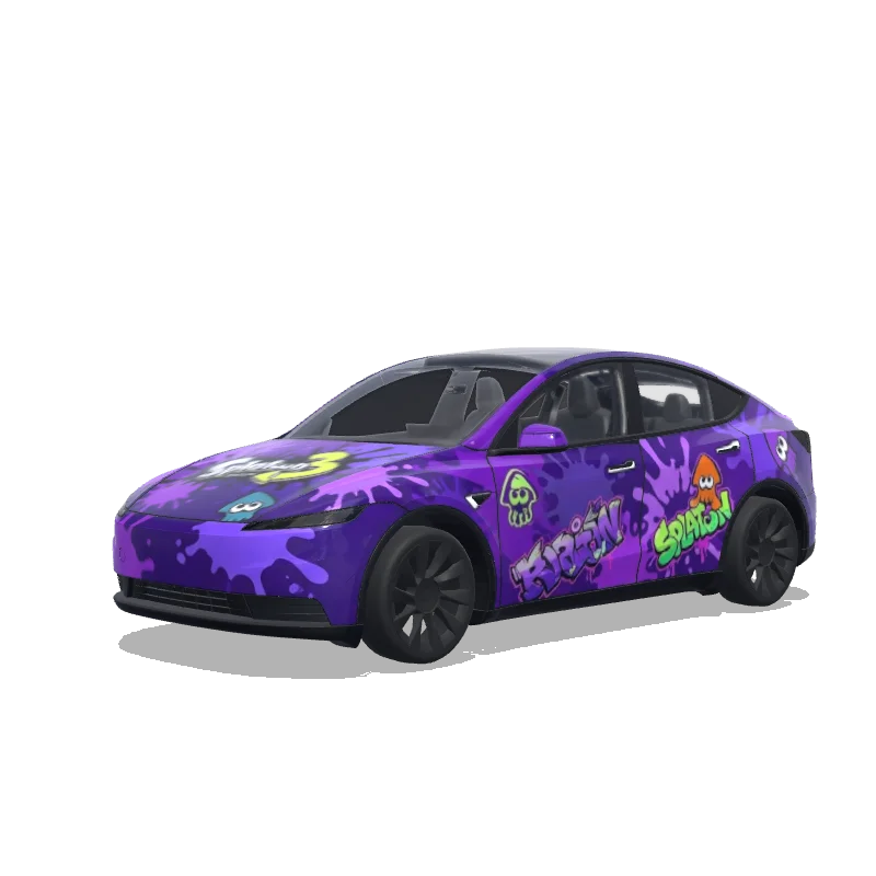 Tesla Model Y (2025+) wrap design - splatoon 3, mainly purple