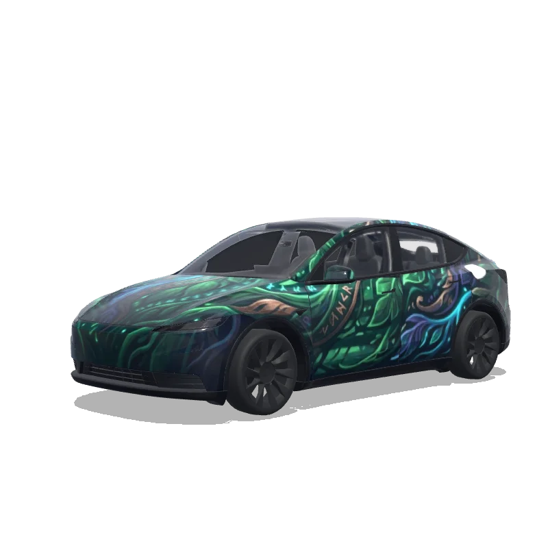 Tesla Model Y (2025+) wrap design - Forbidden Mtb bicycle colors druid lite