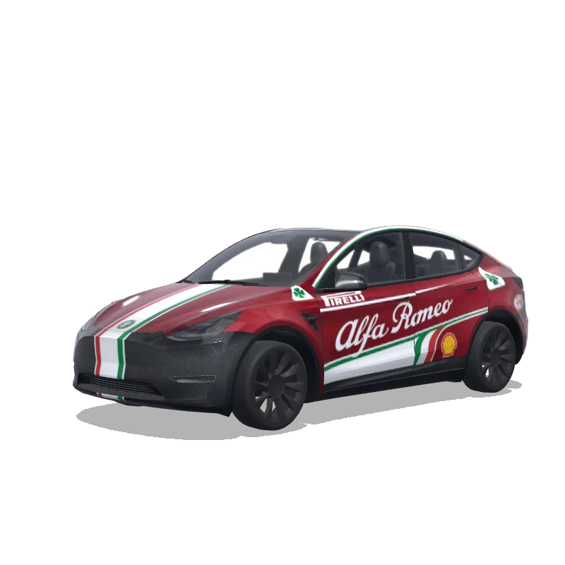 Tesla Model Y with a Alfa Romeo Racing Tribute wrap, 3D preview