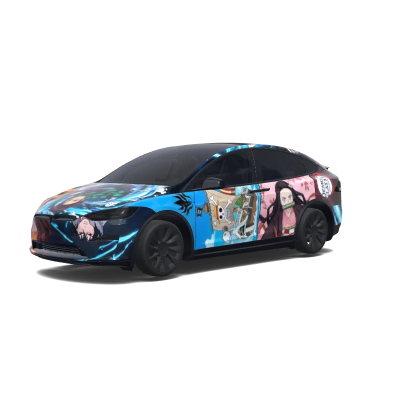 Tesla Model X with a Anime wrap, 3D Paint Shop preview