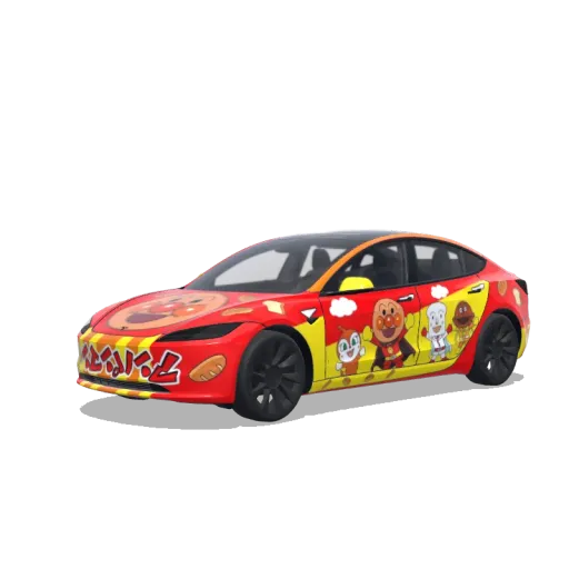 Tesla Model 3 (2024+) with a Anpanman Car wrap, 3D preview