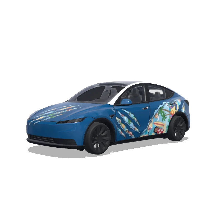 Tesla Model Y (2025+) custom wrap design - free download PNG