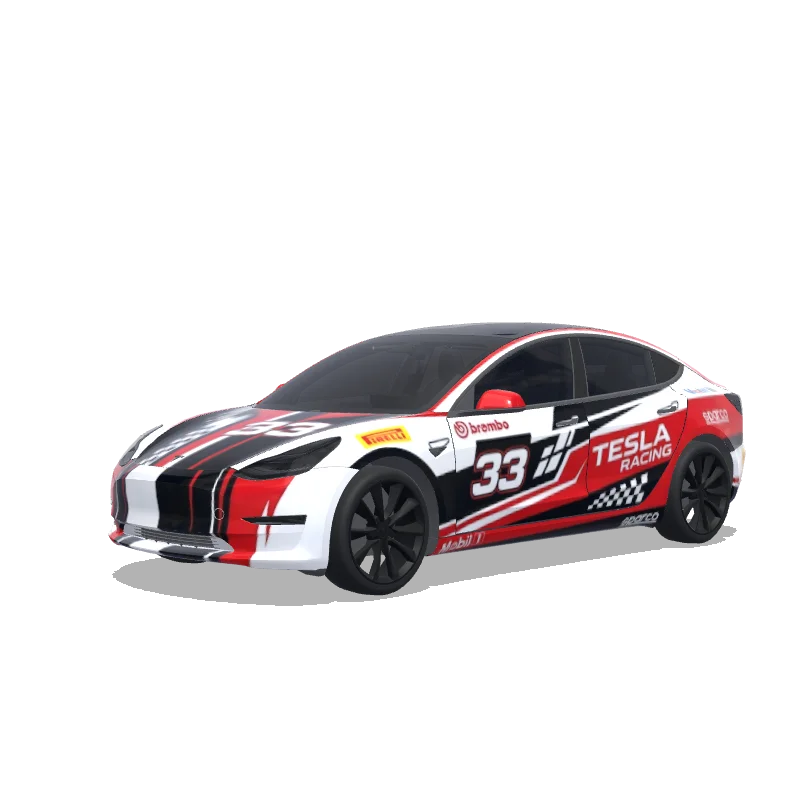 Tesla Model 3 with a Racing wrap, 3D Paint Shop preview