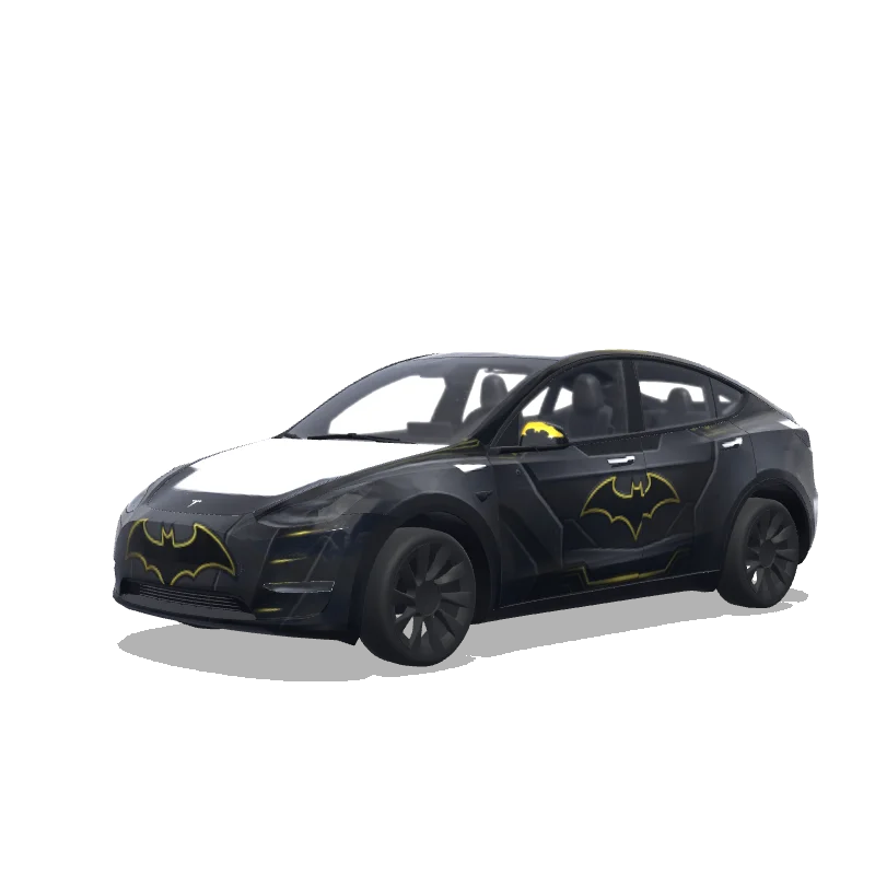Tesla Model Y with a Batman wrap, 3D Paint Shop preview