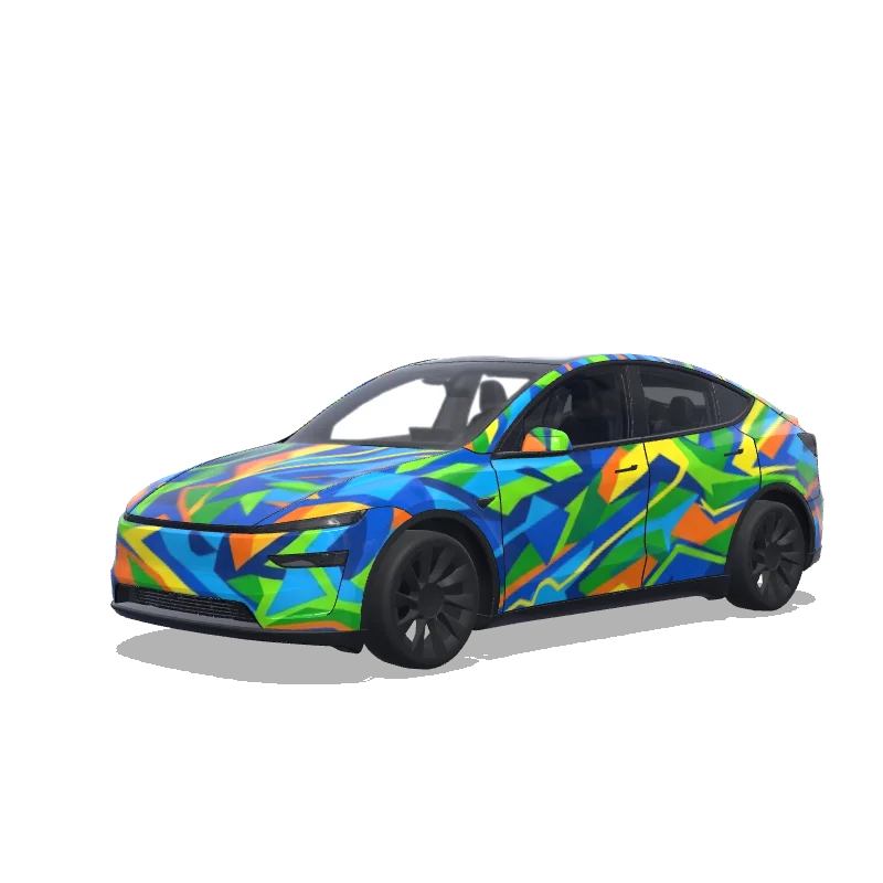 Tesla Model Y (2025+) with a Black wrap, 3D Paint Shop preview