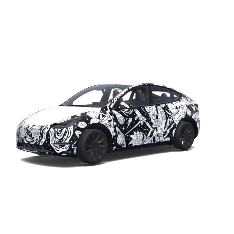 Tesla Model Y with a Black wrap, 3D Paint Shop preview