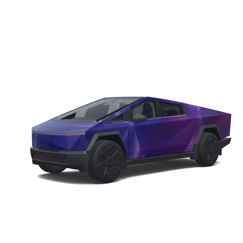 Tesla Cybertruck with a Blue wrap, 3D Paint Shop preview