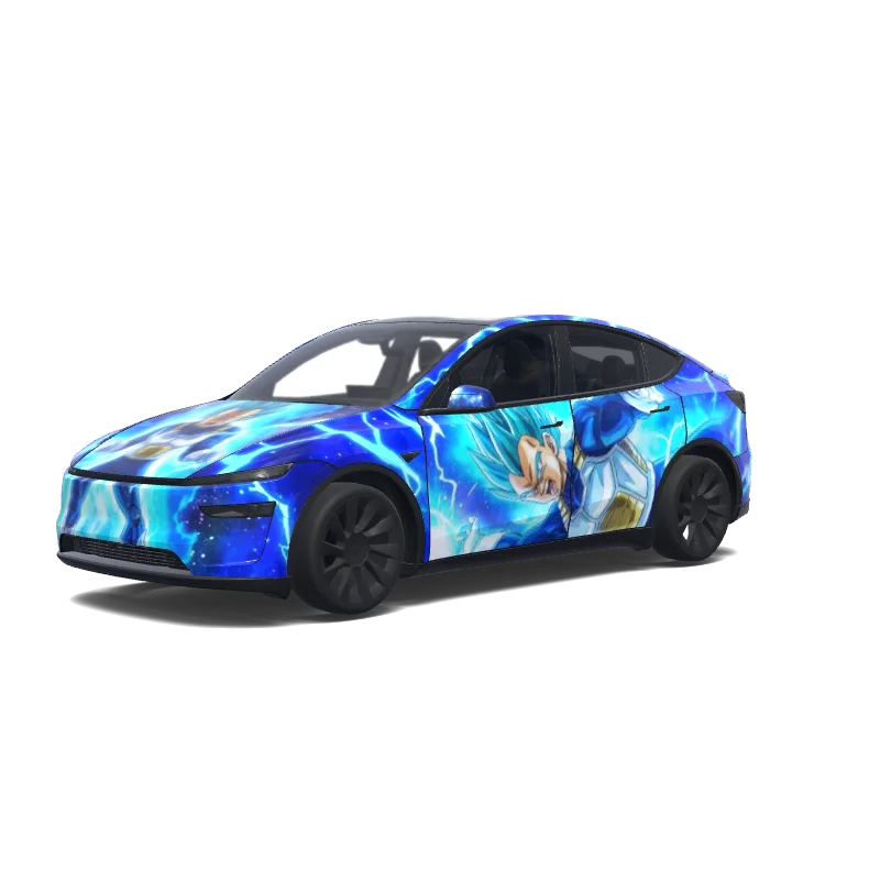 Tesla Model Y (2025+) with a Blue wrap, 3D Paint Shop preview