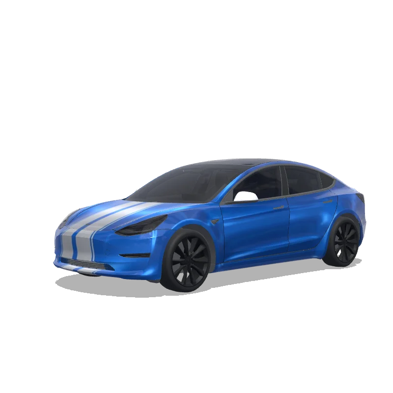 Blue with White Racing Stripes