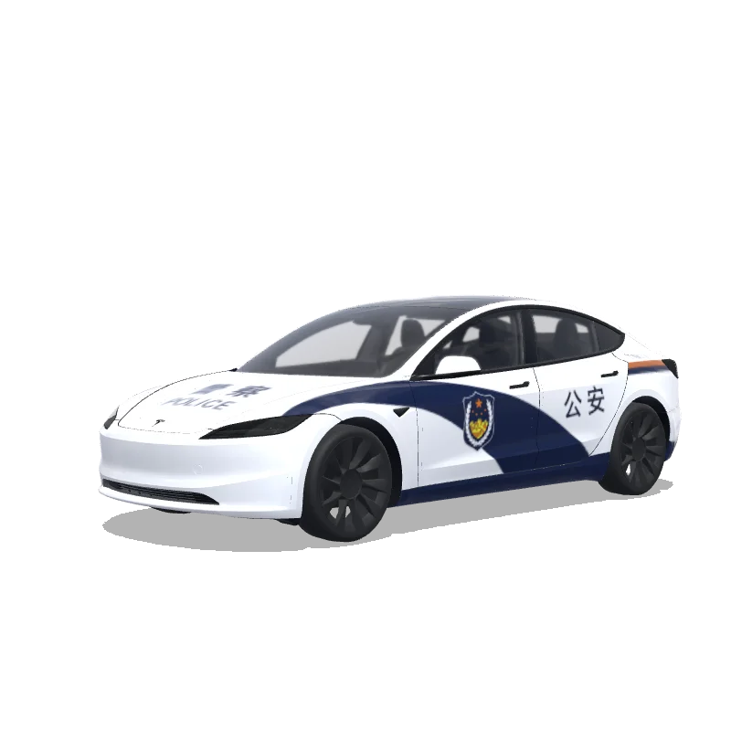 Tesla Model 3 (2024+) Standard & Premium with a 中国警车 wrap, 3D Paint Shop preview