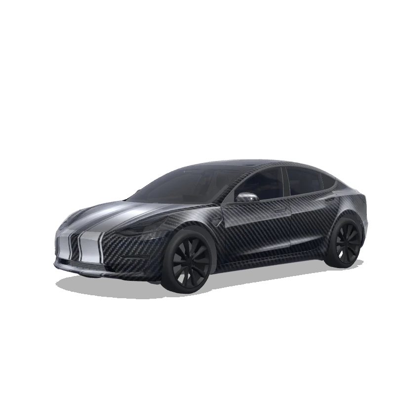 Tesla Model 3 with a Carbon Fiber wrap, 3D Paint Shop preview