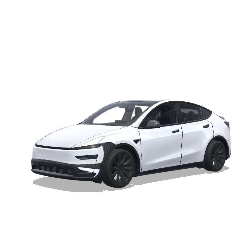 Tesla Model Y (2025+) with a Carbon Fiber wrap, 3D Paint Shop preview