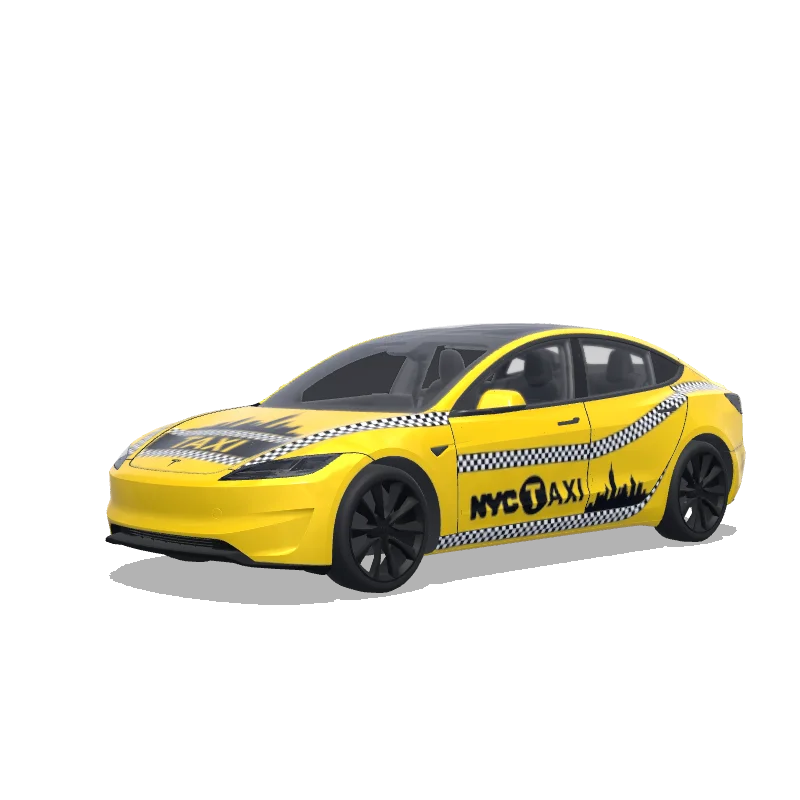 Tesla Model 3 (2024+) with a Checkered wrap, 3D Paint Shop preview