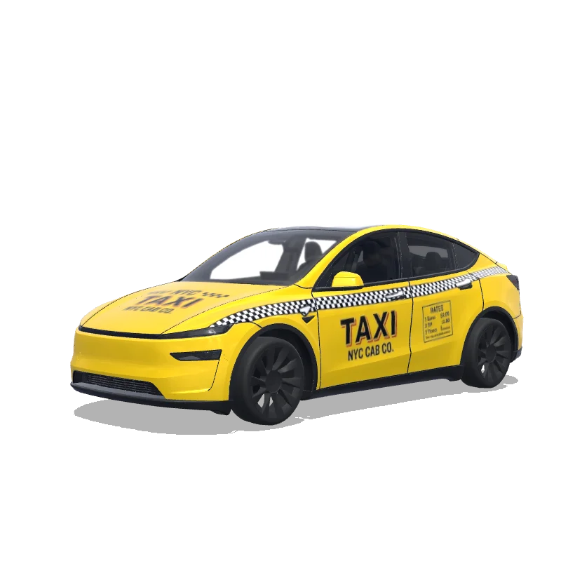 Tesla Model Y (2025+) with a Checkered wrap, 3D Paint Shop preview
