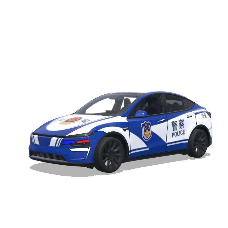 Tesla Model Y (2025+) with a Chinese Police Gongan Livery wrap, 3D preview