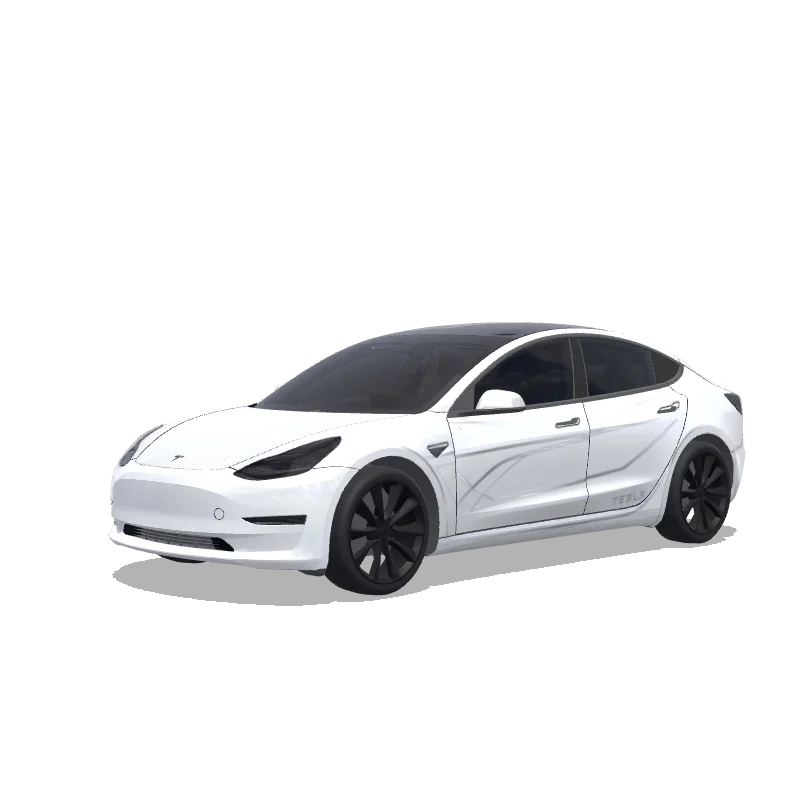 Tesla Model 3 with a Clean White wrap, 3D preview