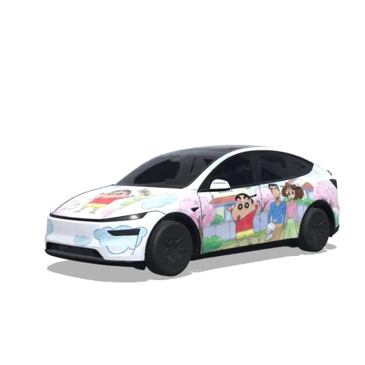 Tesla Model Y L with a Crayon Shin-Chan wrap, 3D preview