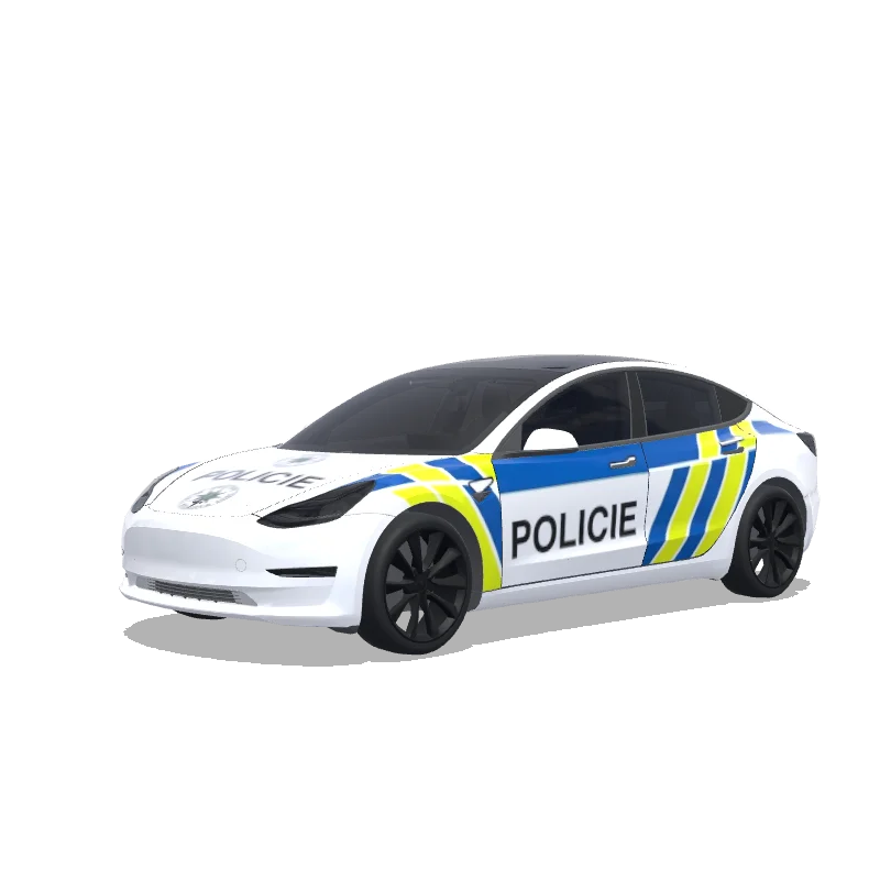 Tesla Model 3 with a Czech Police Car wrap, 3D preview