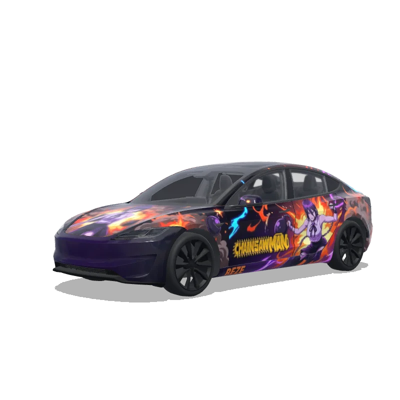 Tesla Model 3 (2024+) wrap design - チェーンソーマンレゼ