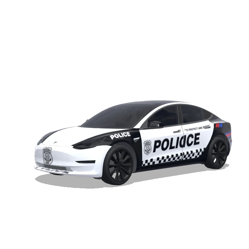 Tesla Model 3 with a Police wrap, 3D Paint Shop preview