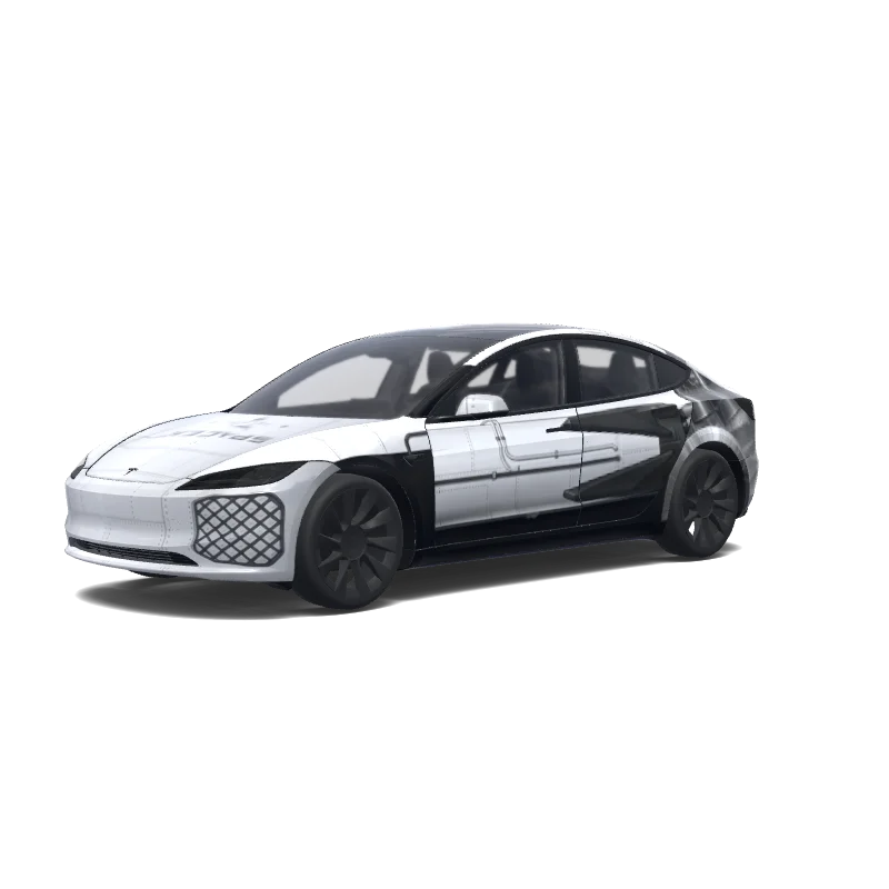 Tesla Model 3 (2024+) with a Eagle wrap, 3D Paint Shop preview