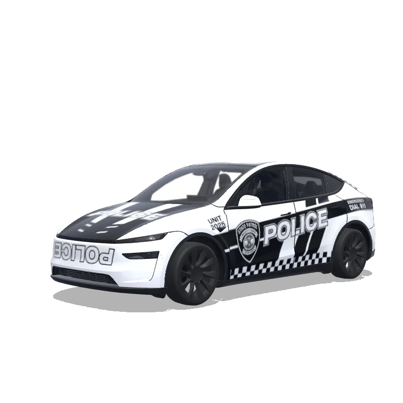 Tesla Model Y (2025+) Premium with a Police wrap, 3D Paint Shop preview