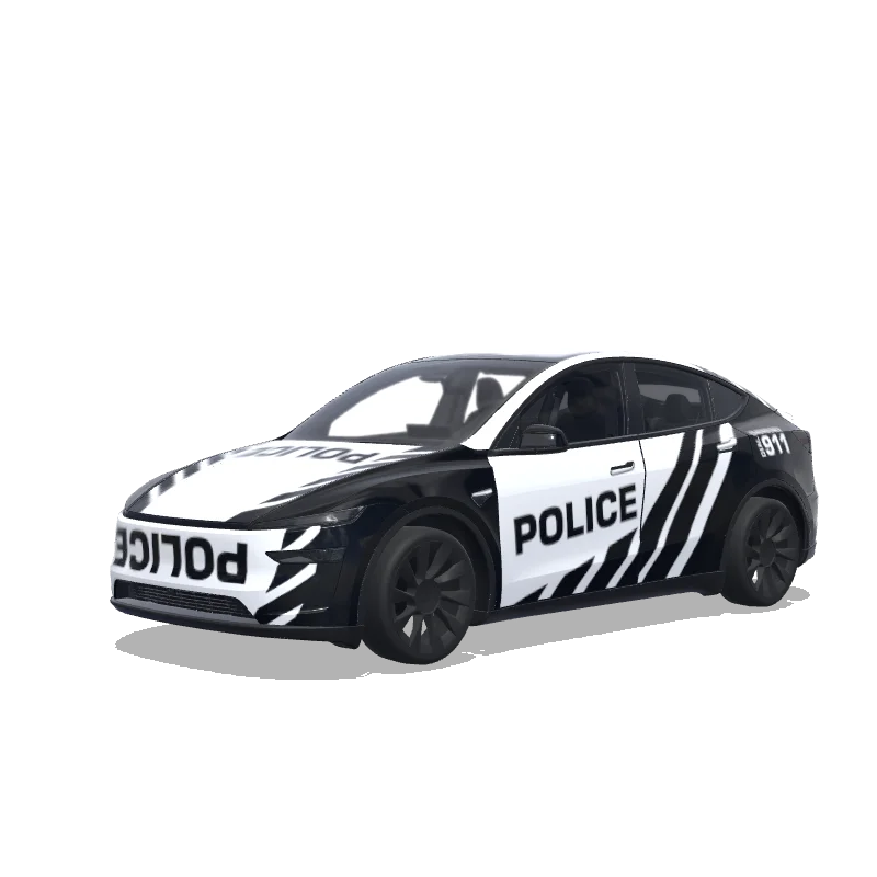 Tesla Model Y (2025+) Premium with a Police wrap, 3D Paint Shop preview