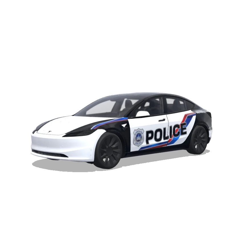 Tesla Model 3 (2024+) Standard & Premium with a Police wrap, 3D Paint Shop preview