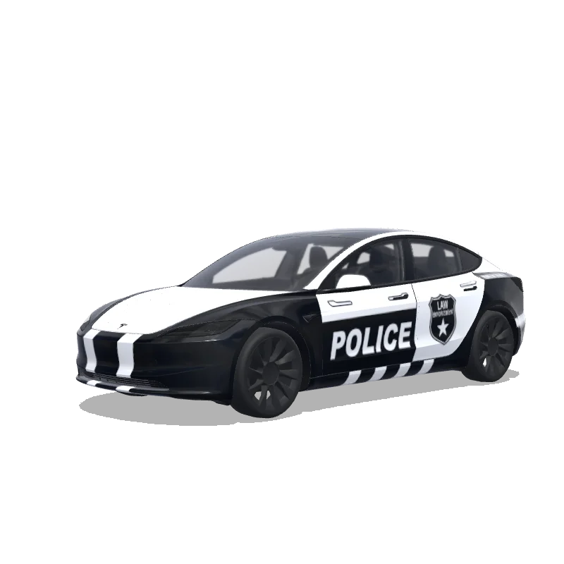 Tesla Model 3 (2024+) Standard & Premium with a Police wrap, 3D Paint Shop preview