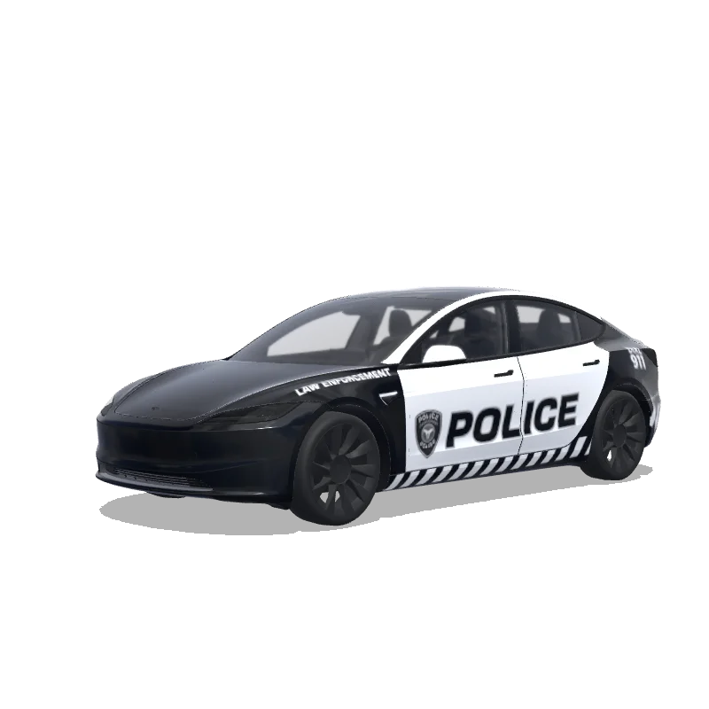 Tesla Model 3 (2024+) Standard & Premium with a Police wrap, 3D Paint Shop preview