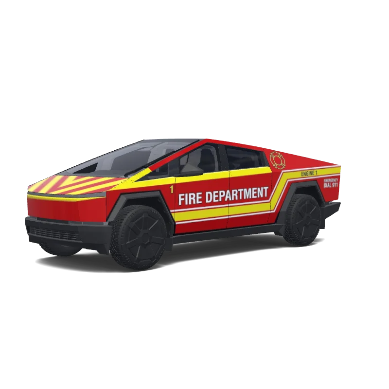 Tesla Cybertruck with a Flames wrap, 3D Paint Shop preview