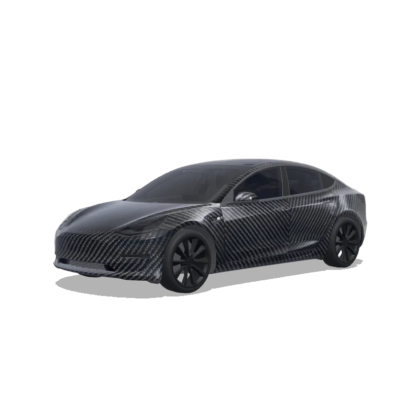 Tesla Model 3 with a Full Carbon Fiber wrap, 3D preview