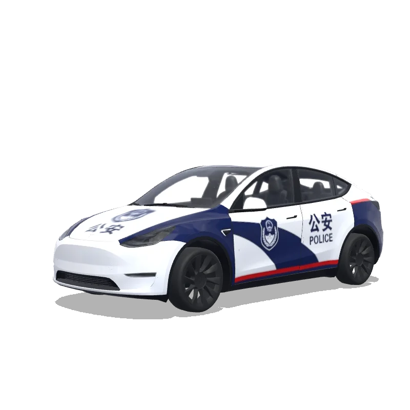 Tesla Model Y with a Gongan Police Livery wrap, 3D preview