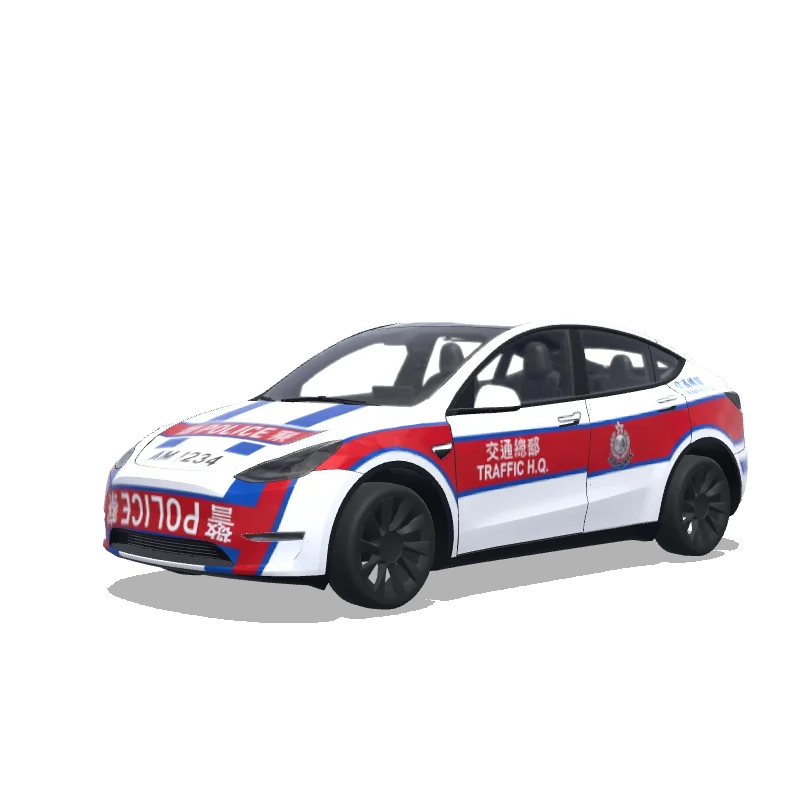 Tesla Model Y with a Hong Kong Traffic Police wrap, 3D preview