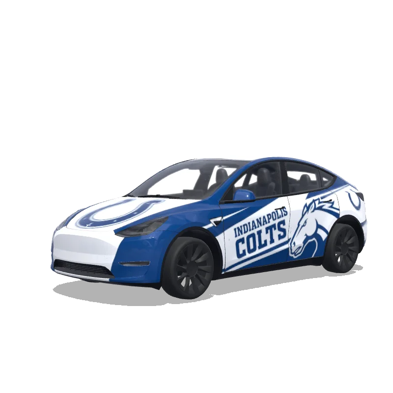 Tesla Model Y with a Indianapolis Colts Blue wrap, 3D preview
