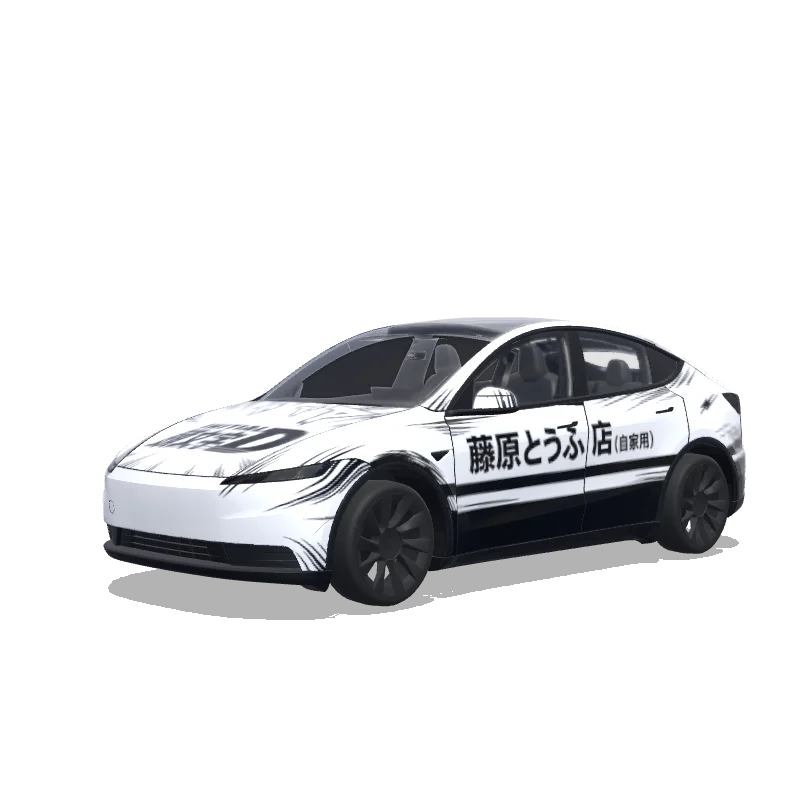 Tesla Model Y (2025+) with a initial D wrap, 3D preview
