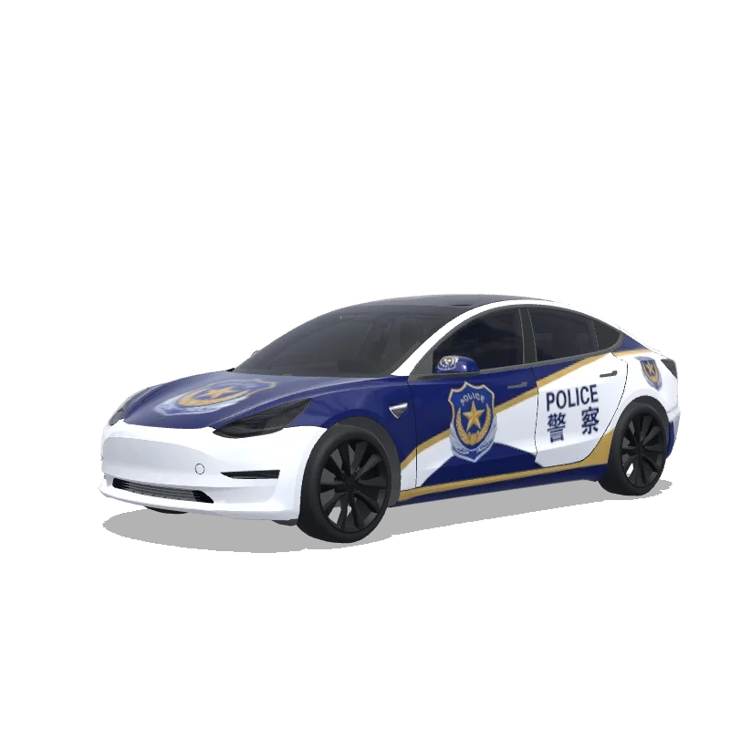 Tesla Model 3 with a Japanese Police wrap, 3D preview