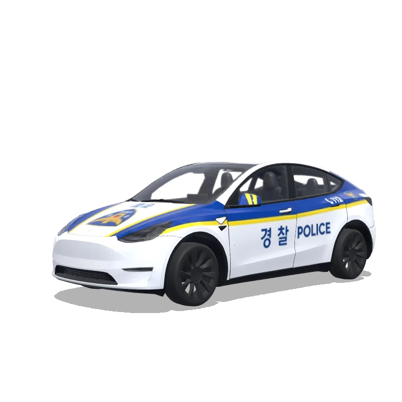 Tesla Model Y with a Korean Police Car wrap, 3D preview