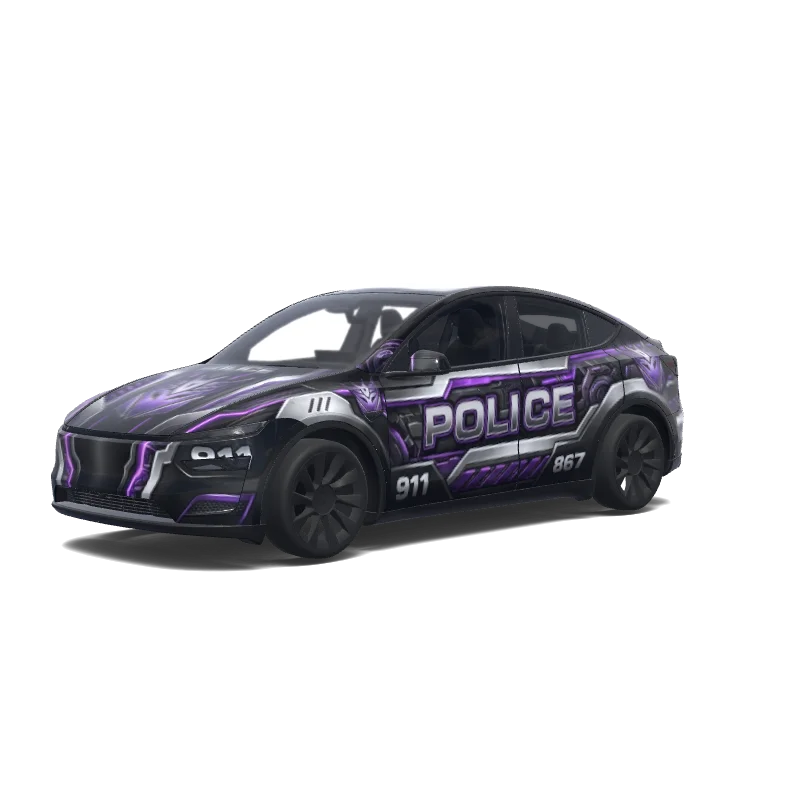 Tesla Model Y (2025+) Premium with a Police wrap, 3D Paint Shop preview