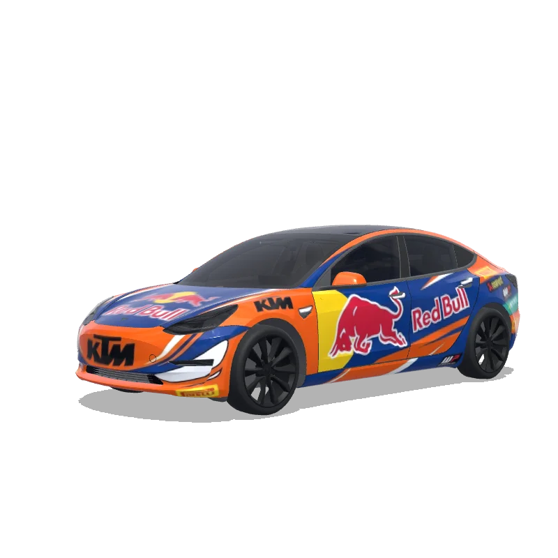 Tesla Model 3 with a KTM Red Bull Racing wrap, 3D preview