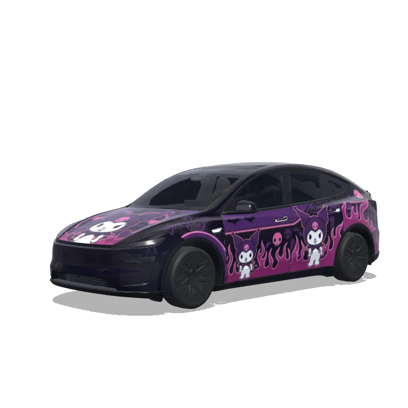 Tesla Model Y L with a Kuromi wrap, 3D Paint Shop preview